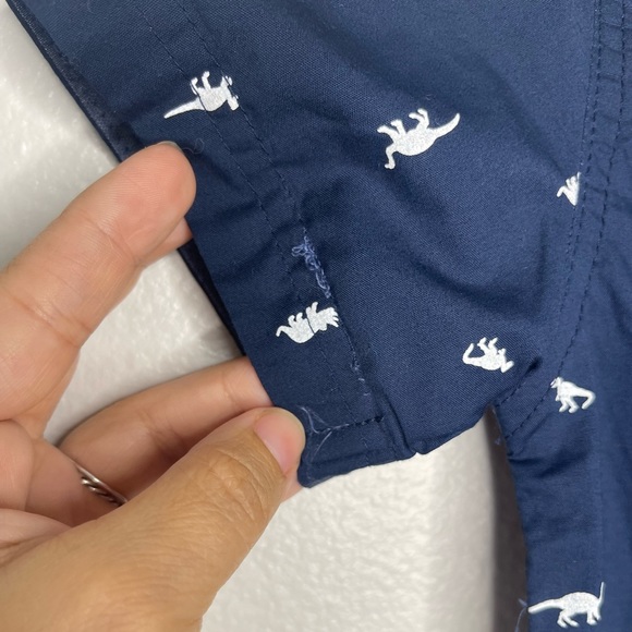 Free Plant Blue White Dinosaurs Unisex Boy Girl Size 4T Toddler Button Down Top - Picture 5 of 5